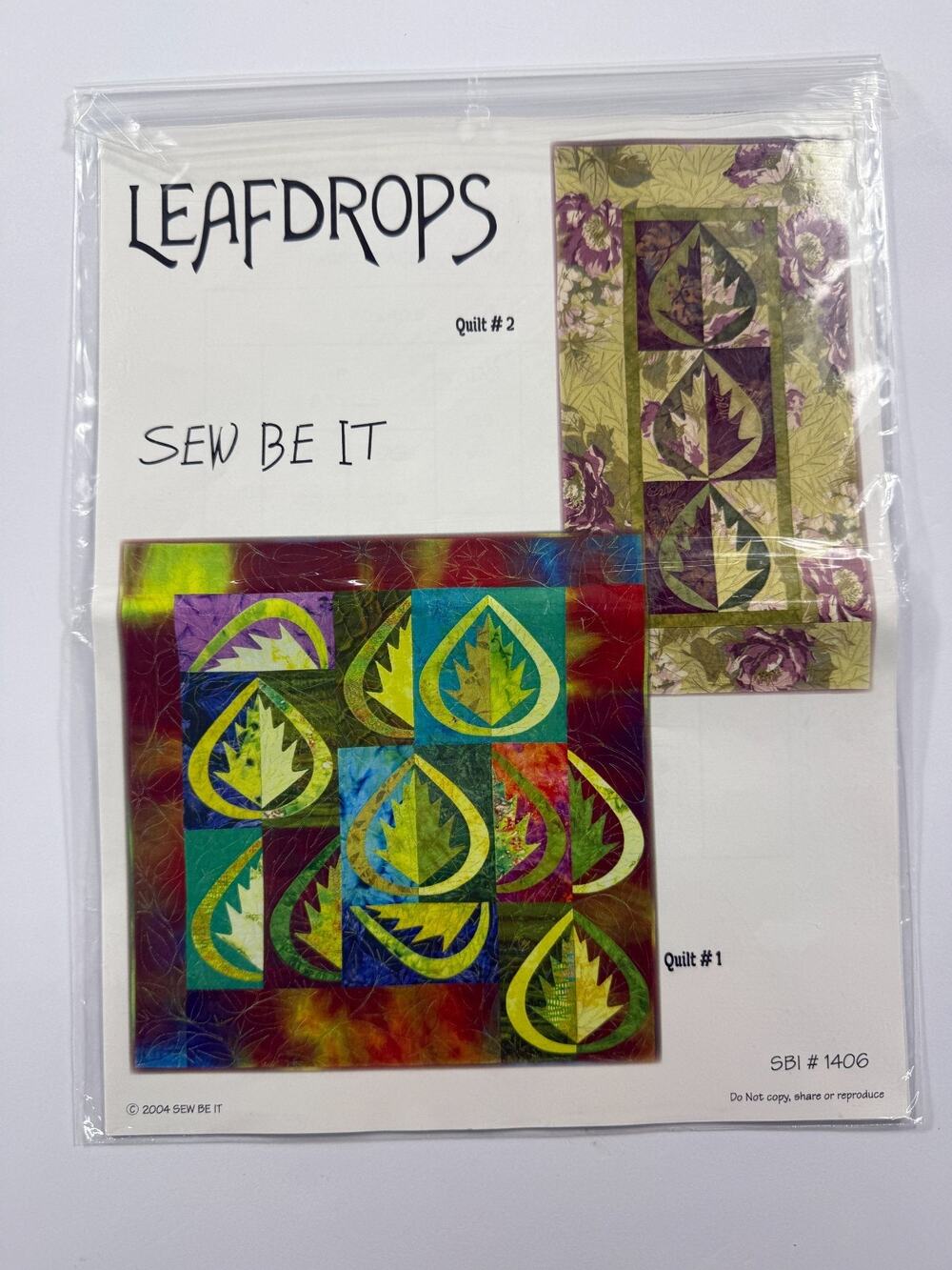 Leafdrops Quilt Pattern Cheryl Wittmayer Sew Be It SBI 1406 Wall Hanging